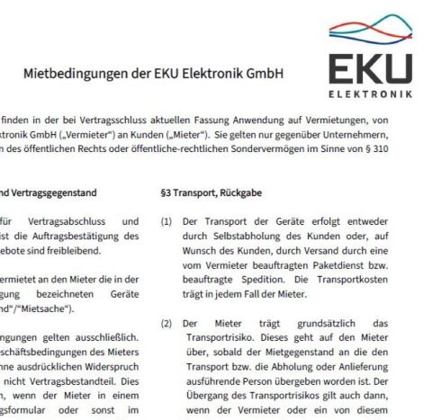 EKU Mietbedingungen Mietbedingungen der EKU Elektronik GmbH