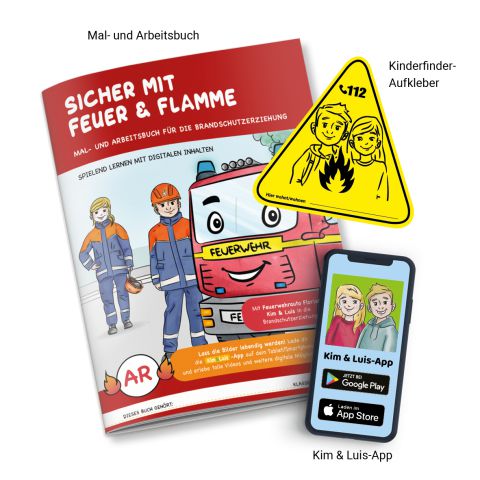 Brandschutzerziehung Lernpaket Brandschutzerziehung Arbeitsbuch Malbuch Aufkleber App